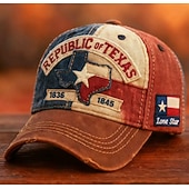  Cappellino da baseball Lone Star Legacy Texas Republic, cappellino da baseball della Repubblica del Texas, cappello vintage ricamato, cappellino da camionista regolabile retrò con bandiera del Texas Lone Star in difficoltà, per uomo e donna