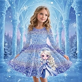  Mädchen' 3D Grafik Anime Kleid Langarm 3D-Druck Frühling Herbst Leistung Urlaub Party Lässig Prinzessin Schön Kinder 4-12 Jahre Freizeitkleid A Linie Kleid Knielang Normale Passform