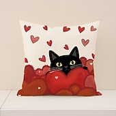 halpa Heitä tyynyt, insertit ja kannet-Ystävänpäivän kissakuvioinen tyynynpäällinen, sydänkuvioinen koristetyyny, täydellinen sohvalle, olohuoneeseen, makuuhuoneeseen, ihanteellinen romanttisen lomatunnelman luomiseen ja viihtyisään