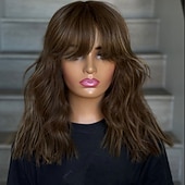 preiswerte Echthaarperücken mit Stirn-Spitzenkappe-Remy Echthaar 5x5 Verschluss 13x4 Spitzenfront Perücke Kurzer Bob Mit Pony Brasilianisches Haar Gewellt Mehrfarbig Perücke 150% 180% Haardichte mit Babyhaaren Hervorgehobenes / Balayage-Haar 100