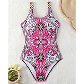 levne Rash guardy One Piece-Dámské Plavky Květinový Ochrana proti UV záření Vysoká pružnost Bez rukávů Plavky Surfování Potápění Šnorchlování Léto
