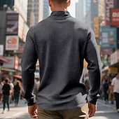 economico Polo classica da uomo-Per uomo Magliette Polo a Nido d'Ape Polo Vacanza Streetwear Zip a un quarto Manica Lunga Moda Essenziale Tinta unica Jacquard Primavera Autunno Vestibilità regolare Nero Bianco Vino Verde militare