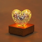 ieftine Lumini decorative-1 buc lampă de noapte cu artificii de dragoste 3D alimentată prin USB 11 * 9cm decorativ pentru dormitor living dining atmosferă pentru capul de pat lumini decorative cadouri