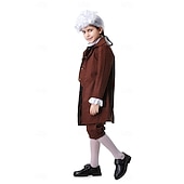  250th Anniversary USA Rococo Baroque Outfits Long Sleeves George Washington Colonial Revolutionary War Costumes Fancy Dress Boys' Carnival Independence Day 4th of July Kid's Coat Pants Collar