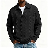 economico Felpe di base-Per uomo Jacquard Maglia Felpa con cappuccio Felpa con zip corta Aalbicocca Nero Bianco Grigio Bavero Semplice Con zip Testurizzato Sport &amp; Outdoor Casuale Quotidiano Streetwear Cool Abbigliamento