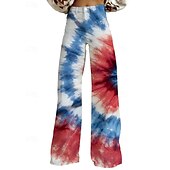 250th Anniversary USA Retro Vintage 1970s Pants Wide Legged Pants Hippie Disco High Waist Fancy Dress Women's Masquerade 4th of July Party Independence Day Adults' Pants