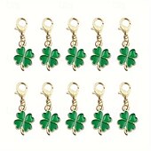  12PCS St. Patrick's Day Green Shamrock Alloy Keychains with Lobster Clasp, Essential Party Favors for Graduation, Wedding, and Holiday Decorations