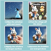 levne velikonoční-9 listů velikonočních samolepek na okna, velikonoční motocyklový zajíček s roztomilým králíkem a vajíčkem do výlohy, statické samolepky na okna.