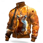 preiswerte Jagdpullover-Herren Bär Jacke Pullover Mode Täglich Jagd Stehkragen Outdoor Streetwear Party Blau Orange Orange 2 Reißverschluss Frühling Herbst Designer S M L XL XXL XXXL