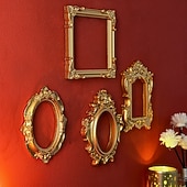 tanie Rzeźby-1 szt. Materiał żywiczny w stylu europejskim, trójwymiarowa, wzorzysta złota rama do dekoracji, dekoracja ścienna DIY, odpowiednia do zdjęć, dekoracja salonu, dekoracja miniaturowego domu