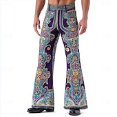 economico Pantaloni casual stampati da uomo-Martedì grasso Per uomo Paisley Stampa Floreale Carnevale Pantaloni Pantaloni da discoteca Pantaloni a zampa d'elefante anni '60 e '70 Misura del girovita medio Vintage Retrò Feste Ferie Tasche