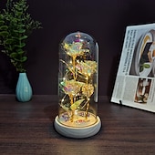 olcso Dekoratív fények-Üveg rózsa örök kristály virág világító rózsák üvegdóm alatt ajándékok nőknek anyának nagymamának feleségnek nővérének