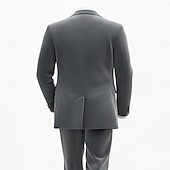 ieftine Costume formale-A bărbaților Costum din catifea reiată Casual Afaceri Negru Verde mentă Toamna iarna Costum Rever Clasic Modă Zilnic Dungi Fit adaptat Set 2 piese Un singur rând, un nasture