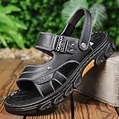 billiga Casual Sandals-Men's Brown  Velcro Sandals – Adjustable Strap Design with Comfortable Footbed, Ideal for Casual Wear, Beach Trips and Outdoor Activities