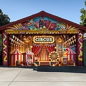 billige Garasje- og dørbanner-Mardi gras Garasjeportdeksel Stor opphengning sirkus Luksus 3D Party Utendørs Bakgrunner for skyting Inngangsdør Maskerade Hjemmedekor