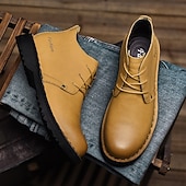 preiswerte Arbeitsschuhe-Lässige gelbe Herren-Ankle-Boots – bequem, stilvoll mit weichem Futter, ideal für legere Hochzeiten und Veranstaltungen im Freien