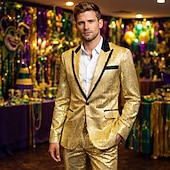 economico Cime-Disco Anni '80 Completi &amp; Blazer Blazer con Colletto a Revers Risvolto a punta Normale Disco Paillettes Costume Per uomo Halloween Mascherata Club Feste Parata dell'Orgoglio Adulti Cappotto