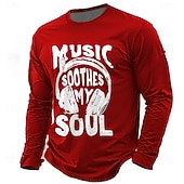 preiswerte Musik- und Instrumenten-Grafik-T-Shirts-Herren Musik T Shirt Langarm T-Shirt 3D-Druck Rundhalsausschnitt Hemd Täglich Lässig Täglich Reise Party Blau Schwarz Rote Sommer Frühling Herbst Bekleidung S M L XL XXL XXXL