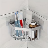 billige Reisevesker og håndbagasje-Plassbesparende kjøkkenvaskorganisator, kraftig trekantet avløpsstativ med svampholder, oppvaskstativ og skjærebrettspor, veggfeste, rustfritt stål, slitesterk konstruksjon, enkel å rengjøre, moderne