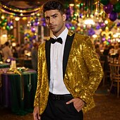 abordables Hauts-Rétro Vintage Années 1980 Couleur métalique brillante Smoking Costumes &amp; Blazers Disco Paillettes Déguisement Homme Costume de Carnaval Noël Halloween Carnaval Cocktail Le thème de la fête Défilé de