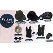 رخيصةأون أزياء الرجال من عشرينيات القرن العشرين-غاتسبي العظيم انسان محترم رجل العصابات عتيق / معتق الهدر 20S عشرينيات ملابس سترة قبعة بنما مجموعة الإكسسوارات رجالي كوستيوم عتيقة تأثيري حفلة تخرج / حفلة موسيقية / حفلة رقص مهرجان ربطة عنق