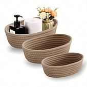 economico Portagioie e porta trucchi-eleganti cestini ovali in tessuto intrecciato con corda - organizer da scrivania pieghevoli e decorativi per cosmetici e snack &amp;chiavi con elegante design a forma di barca, senza stampa, facile
