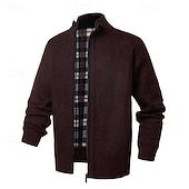 billige cardigangenser for menn-Herre Genser Cardigan Genser Glidelås genser Riflet Strikke Vanlige topper Strikket Helfarge Høyhalset Nøytral Mote Avslappet Dagligdagstøy Klær Høst Vinter Navyblå M L XL