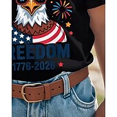  100% Baumwolle Kinder Mädchen Schwarz Grafik Adler 250-jähriges Jubiläum Amerikanische US-Flagge für Kinder T-Shirt Rundhalsausschnitt Kurzarm Täglich Streetwear Aktiv Urlaub Lässig Drucken Sommer