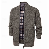 billige cardigangenser for menn-Herre Genser Cardigan Genser Glidelås genser Riflet Strikke Vanlige topper Strikket Helfarge Høyhalset Nøytral Mote Avslappet Dagligdagstøy Klær Høst Vinter Navyblå M L XL