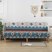 abordables Couverture du canapé Futon-Housse de canapé-lit extensible en tissu imprimé, disponible en 3 tailles différentes, housse de canapé sans accoudoirs, housse de banc élastique, protection décorative pour le Nouvel An, décoration