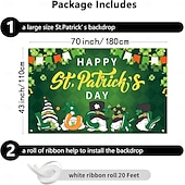 cheap Holiday Tapestries-Happy St. Patrick's Day Tapestry, Green &amp; Gold Irish Themed Wall Hanging, Shamrock &amp; Leprechaun Design, Festive Home Décor for St. Patrick's Day Celebration.