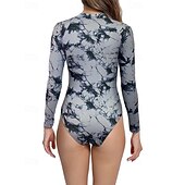 זול רש גארדים One Piece-בגדי ריקוד נשים מגן מפריחה בגד ים עם הדפס פרחוני בגד ים טרופי לרכוס קל במיוחד (UL) הגנת UV אלסטי שרוול ארוך בגדי ים גלישה שנרקול אביב