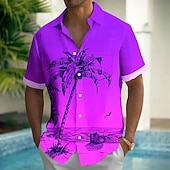 economico Piante tropicali-Per uomo Albero di Cocco Paesaggio Camicia hawaiana estiva Camicia con Bottoni Camicia Aloha Manica Corta Hawaiano Casuale Vacanza Estate Primavera Collo ripiegato Stampa 3D camicie con colletto Una