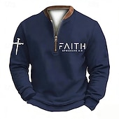 levne Pánské 3D mikiny-Pánské Mikina Čtvrtletní mikina na zip Černá Bílá Armádní zelená Námořnická modř Hnědá Poloviční zip Barevné bloky Písmeno Haç Poloviční zip Tisk Denní Sporty a outdoor Dovolená Polyester Vinobran