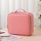 billige Ned til $30-Reisesminkeveske med LED-lys sminkeetui med speil kosmetikkboks organizer sminkeetui for kvinner skjønnhetsverktøy tilbehør etui oppladbart