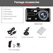 رخيصةأون مشغلات DVR للسيارات-شاشة تعمل باللمس 4 1080p مسجل صورة عكسية DVR / كاميرا لوحة القيادة مسجل قيادة عالية الدقة بعدسة مزدوجة