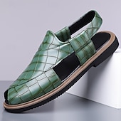 economico Sandali eleganti-Sandali da uomo blu in pelle intrecciata, scarpe casual estive leggere e traspiranti a punta aperta, calzature eleganti per isole, crociere e resort all'aperto per uomo