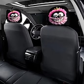 رخيصةأون أغطية الأثاث-2 قطعة من أغطية مسند رأس السيارة المطبوعة عليها قبعة عيد الميلاد المدهشة، ديكور السيارة، بدون حشو، سهلة التركيب والغسل، مناسبة للسفر لمسافات طويلة لتخفيف التعب، ديكور سيارة مضحك مثالي