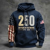 levne Vzor vlajky-250. výročí Ameriky Pánské Kapuce Svetr s kapucí Dlouhý rukáv Festival Černá Námořnická modř Armádní zelená Šedá 3D tisk Zima Jaro &amp; podzim Návrhář S M L XL 2XL 3XL
