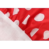 preiswerte Kleider-1950er Retro Vintage Rockabilly Knielang Swing-Kleid Ausgestelltes Kleid Kurze Ärmel Tupfen Tailliert und ausgestellt Kostüm Mädchen Karneval Valentinstag Lässig Heimkehr Retro-Mottoparty Kinder Kleid