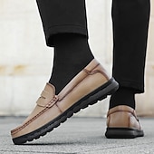 baratos Mocassins casuais-Mocassins masculinos leves e fáceis de calçar, em couro sintético respirável – calçado prático para uso casual, no escritório e no dia a dia.