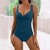 economico Rash Guards Interi-Per donna Costume da bagno Costumi da bagno One Piece Tinta unita Scollo a V Leggero Elastico Traspirante Senza Maniche Costume da Bagno Surf Spiaggia Vacanze Estate