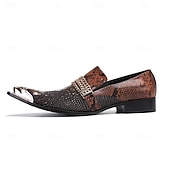 billiga Premium läder Loafers-Herr Tofflor och Slip-Ons Formella skor Finskor Promenad Läder Italienskt fullkornigt kohud Bekväm Halksäker Loafers Röd Brun