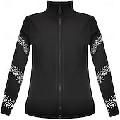 お買い得  フィギュアスケート用ジャケットとベスト-フィギュアスケート フリース ジャケット レディース ガールズ アイススケート ジャケット トップス ブラック ストレッチ トレーニング 競技 スケートウェア 保温 暖かい クリスタル/ラインストーン 長袖 アイススケート フィギュアスケート