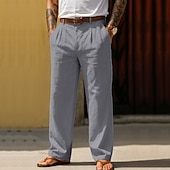 levne podnikání-Pánské Bavlněné plátěné kalhoty Kalhoty Letní kalhoty Volné kalhoty Plážové kalhoty Kapsy Pevná barva Pohodlné Prodyšné Denní Venkovní Plážové prázdniny Módní Černá Bílá Neelastické