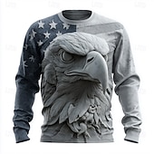  4. Juli 2026 250. Gedenktag Herren 3D Druck US-Flagge Rundhals Langarm T-Shirt Alltagsmode