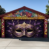 economico Striscioni per Garage e Porte-Martedì grasso Copertura per porta del garage Grande appeso Maschera Piume Lusso 3D Da serata All'aperto Sfondi di ripresa Porta d'ingresso Stile Carnevale di Venezia Arredamento per la casa