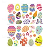 economico Pasqua-2 fogli di adesivi murali per finestre pasquali, decorazioni statiche a forma di coniglietto pasquale per soggiorno, vetri per finestre e scene di festa