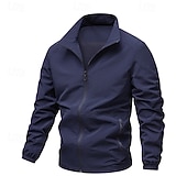 economico Giubbotti Casual-Per uomo Giacca Leggera Giacca Casual Casuale Quotidiano Sport Tasca Primavera Autunno Semplice Streetwear Elegante Collo alla coreana Regolare Nero Blu marino Cachi Verde militare Grigio scuro Giacca