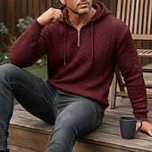 Χαμηλού Κόστους βασικά ανδρικά κουκούλα-Ανδρικά Ζακάρ Φούτερ πουλόβερ με κουκούλα και πουλόβερ Κουκούλα με φερμουάρ Quarter Σομόν Μαύρο Λευκό Πράσινο Ανοικτό Κρασί Με Κουκούλα Σκέτο Κουμπώσου Με Υφή Causal Καθημερινά Αθλήματα &amp; Ύπαιθρος